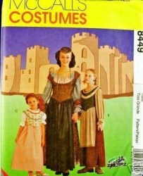 8449 MCCALLS MEDIEVAL RENNAISANCE  GOWN, SNOOD, SHAWL PATTERN LG, SMALL CHOICE
